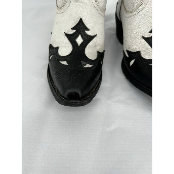 Laredo Aladina Boots Distressed White Leather Black Overlay Size 8 Western Cowgi - Picture 5 of 14